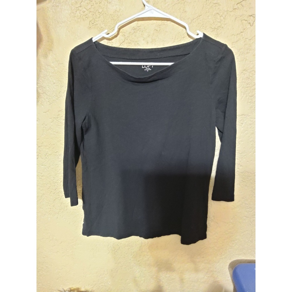 Loft Outlet Womens Black Boatneck Top 3/4 Sleeve Knit Shirt Size M